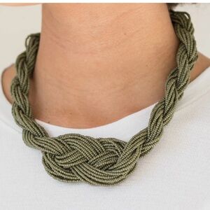 Olive Green Seed Bead Necklace